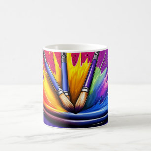 Eine Explosion von lebendigen Farben aus einer Pal Kaffeetasse