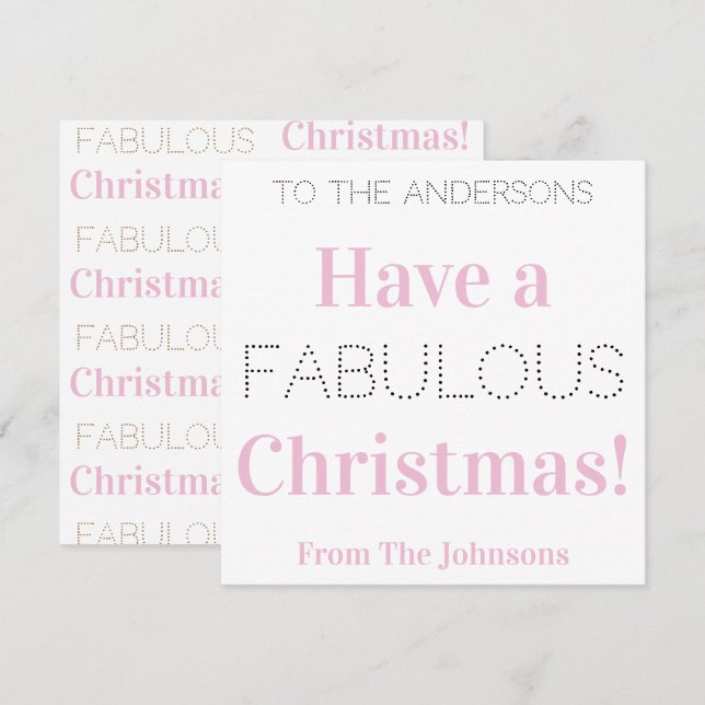 Eine fabelhafte Weihnachten Moderne rosa Typografi (Vorne/Hinten)