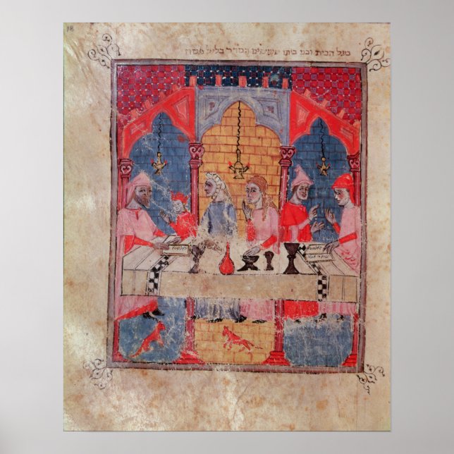Eine Familie am Tisch für Pessach Poster (Vorne)