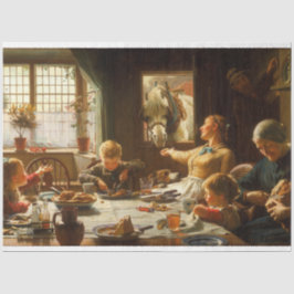 Eine Familie (der Esel wird Gefüttert) Seidenpapier