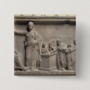 Eine Familie, die einen Stier Asclepius opfert Button