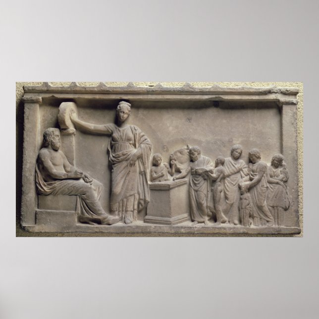 Eine Familie, die einen Stier dem Asclepius opfert Poster (Vorne)