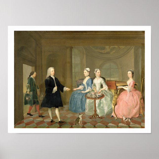 Eine Familie, die mit Tee serviert wird, c.1740-45 Poster (Vorne)