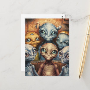 Eine Familie von Außerirdischen Postkarte