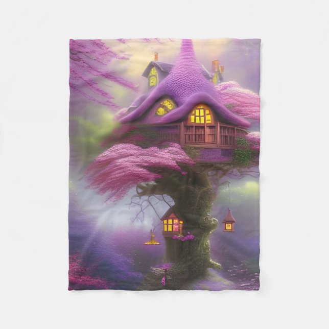 Eine Fantasie AI generiert Feenhaus Fleece Blanket (Vorderseite)