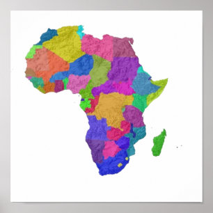 Eine farbcodierte Karte von Afrika mit seinen Länd Poster