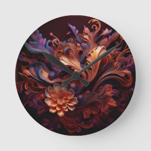Eine farbenfrohe Blume Runde Wanduhr