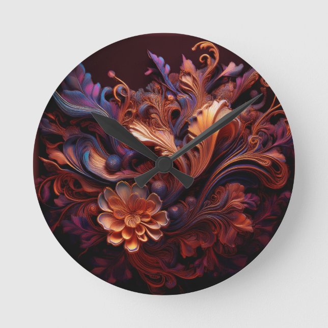 Eine farbenfrohe Blume Runde Wanduhr (Vorderseite)