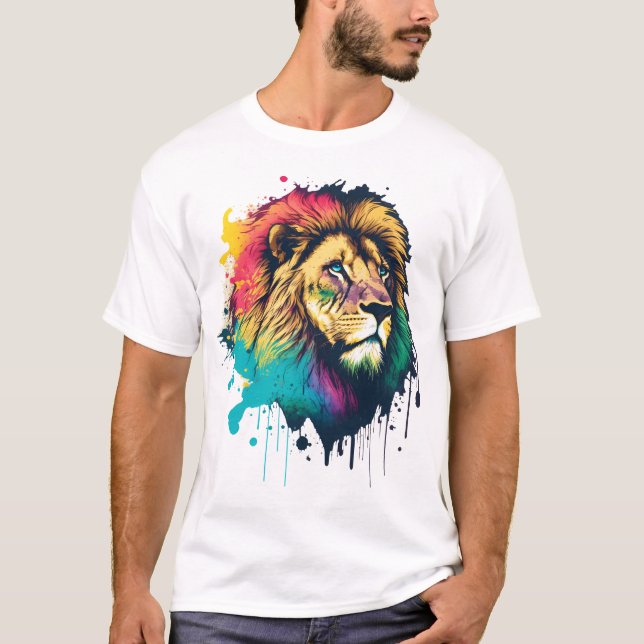 Eine farbenfrohe Lion T-Shirt (Vorderseite)