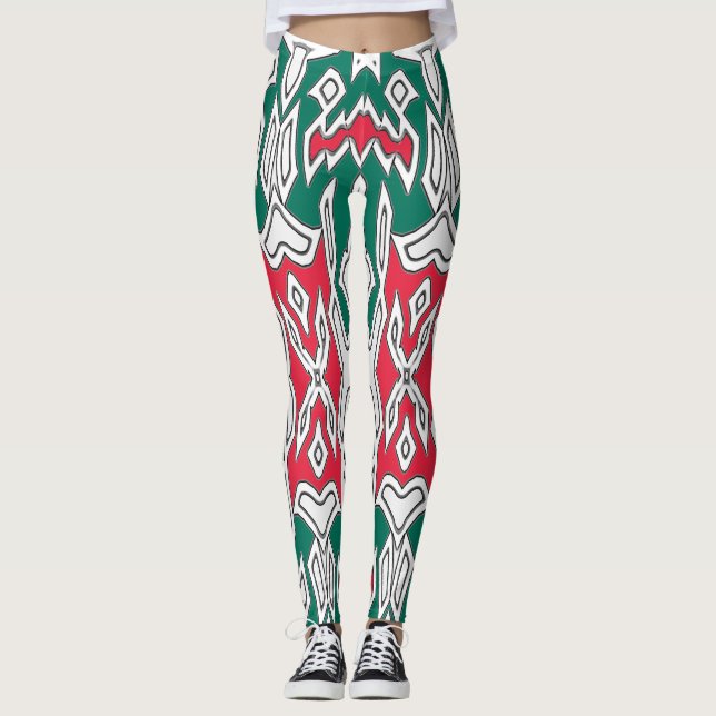 Eine farbenfrohe, nahtlose "Ratti_Creative_Arts"-L Leggings (Vorderseite)