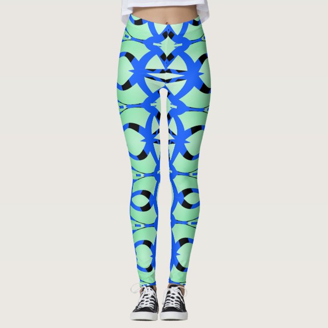 Eine farbenfrohe, nahtlose "Ratti_Creative_Arts"-L Leggings (Vorderseite)