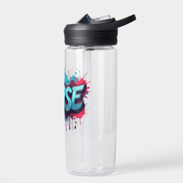 Eine farbenfrohe Splash Nurse Typografie Trinkflasche (Links)