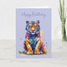 Eine farbenfrohe Tiger-Kunstwerkkarte