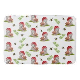 Eine farbenfrohe Waldfliege und eine Schnecke Badematte