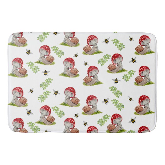 Eine farbenfrohe Waldfliege und eine Schnecke Badematte (Vorderseite)