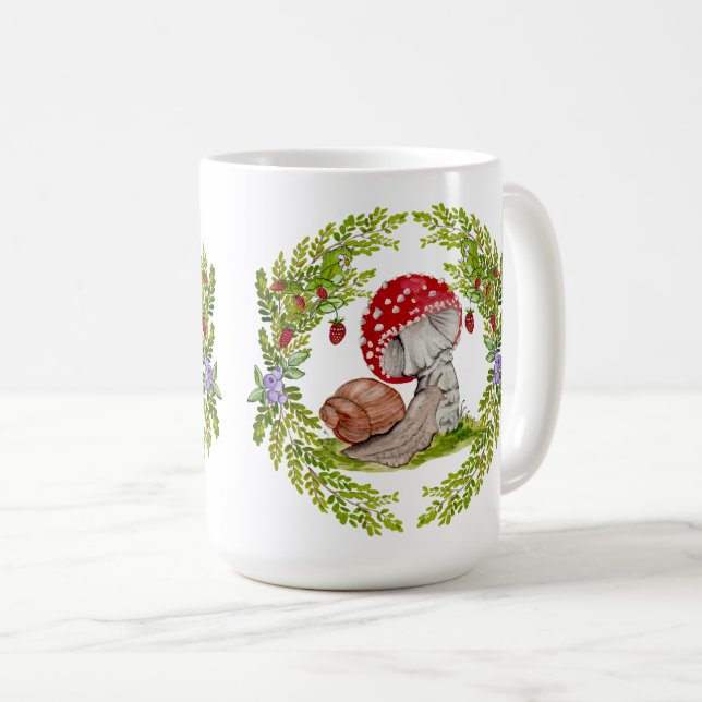 Eine farbenfrohe Waldfliege und eine Schnecke Kaffeetasse (VorderseiteRechts)