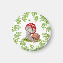 Eine farbenfrohe Waldfliege und eine Schnecke Magnet