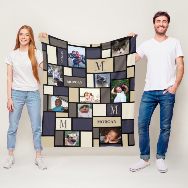 Eine farbige Blockküste ruhig Moderne Chic 10 Foto Fleecedecke (Beispiel)