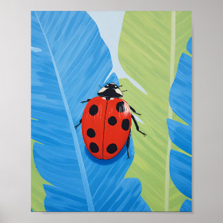 Eine faszinierende blaue und rote Ladybug Poster