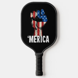 Eine Faust-Fahne der Amerikaner "MERICA" Pickleball Schläger