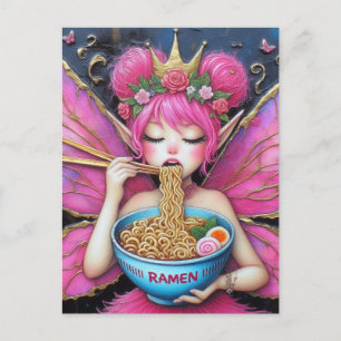 Eine Fee, die Ramen isst Postkarte