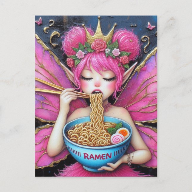 Eine Fee, die Ramen isst Postkarte (Vorderseite)