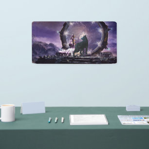 Eine Fee und ein dunkler Wolf Banner