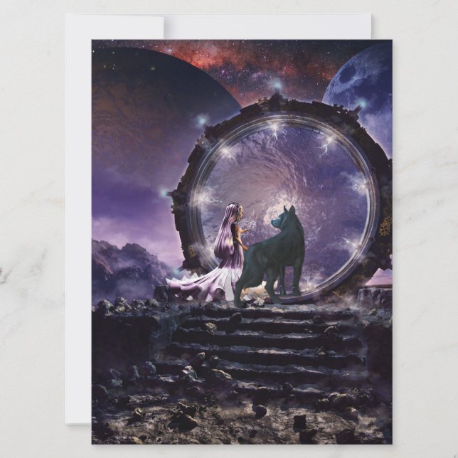 Eine Fee und ein dunkler Wolf Karte (Vorderseite)