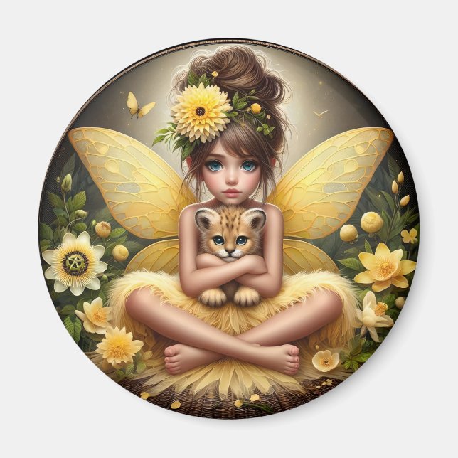 Eine Fee und ihr Leopardengürtel - Gelbes Magnet (Vorne)