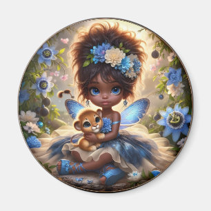 Eine Fee und ihr Lion Cub Blue Magnet