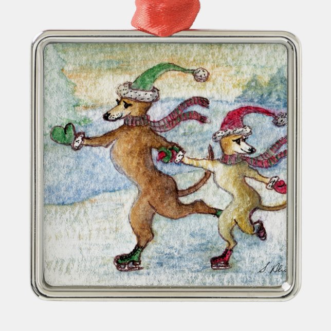 Eine Feiertagstradition - Skaten Silbernes Ornament (Vorne)