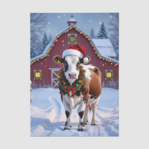 Eine festliche Kuh in der Weihnachtsmannmütze Weih Seidenpapier