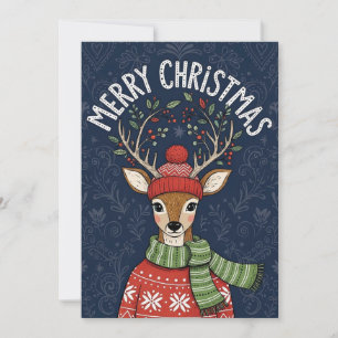 Eine festliche Weihnachtskarte mit einem süßen Hir Feiertagskarte