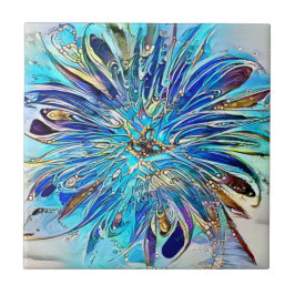 Eine Flasche Blauer Keramik Fliese