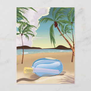 Eine Flaschenmeldung Postkarte