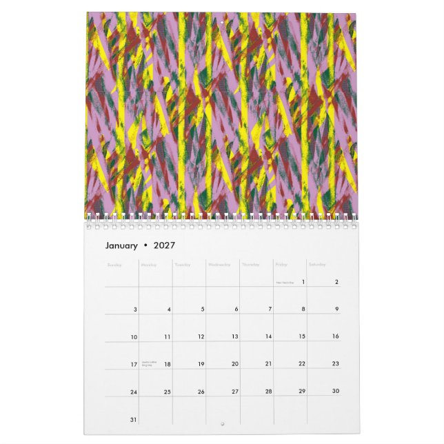 Eine flauschig graue Katze mit grünen Augen sitzt  Kalender (Jan 2027)