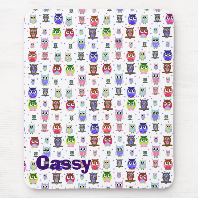 Eine Flock von Cartoon Owls Mouse Pad Mousepad (Vorne)