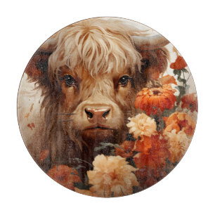 Eine florale Highland-Cow-Serie Design 1 Schneidebrett
