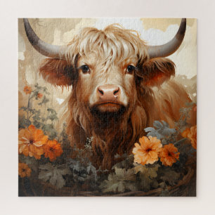 Eine florale Highland-Cow-Serie Design 2 Puzzle