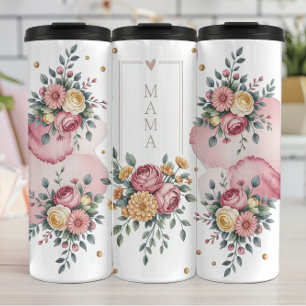 Eine florale Mama mit Rose grüßen Thermosbecher