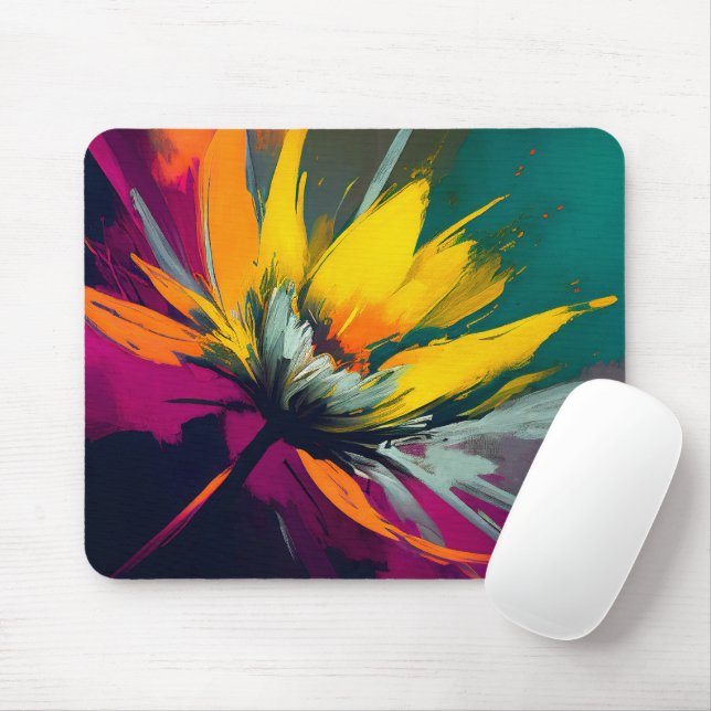 Eine florale Odyssee – Ausdrucksstarker Blütenstan Mousepad (Mit Mouse)