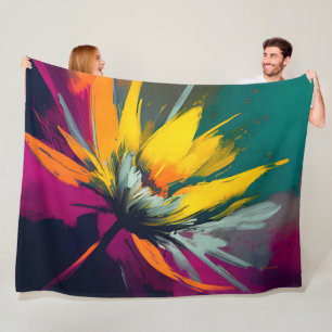 Eine florale Odyssee – Expressiver Blütenaufbruch  Fleecedecke