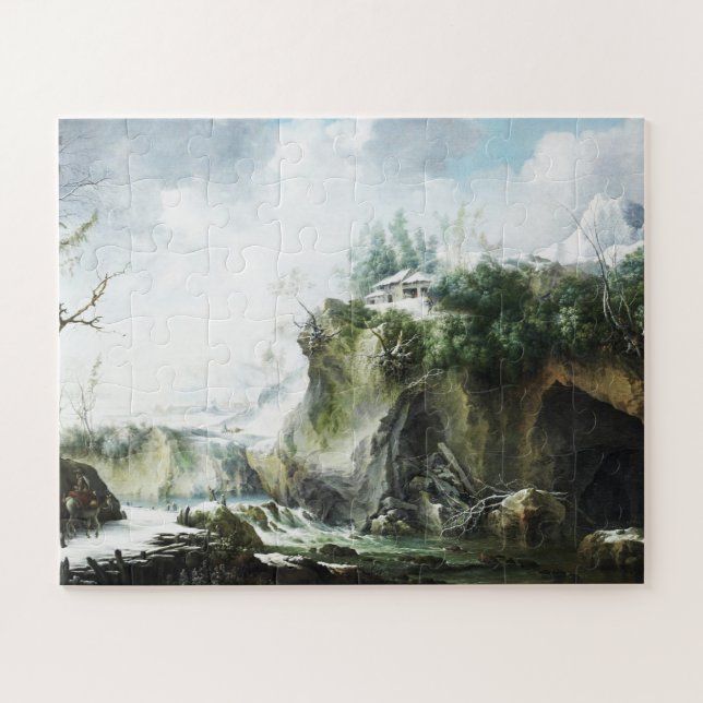 Eine Flusslandschaft im Winter, Francesco Foschi Puzzle (Horizontal)