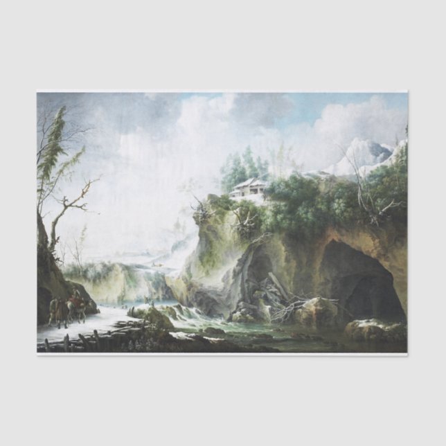 Eine Flusslandschaft im Winter, Francesco Foschi Seidenpapier (Vorderseite)