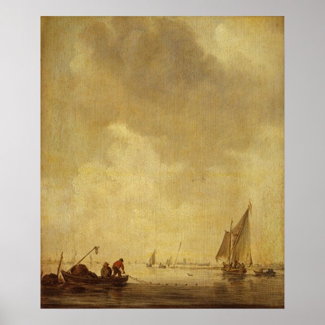 Eine Flussszene, mit Fishermen, die ein Netz legen Poster (Vorne)