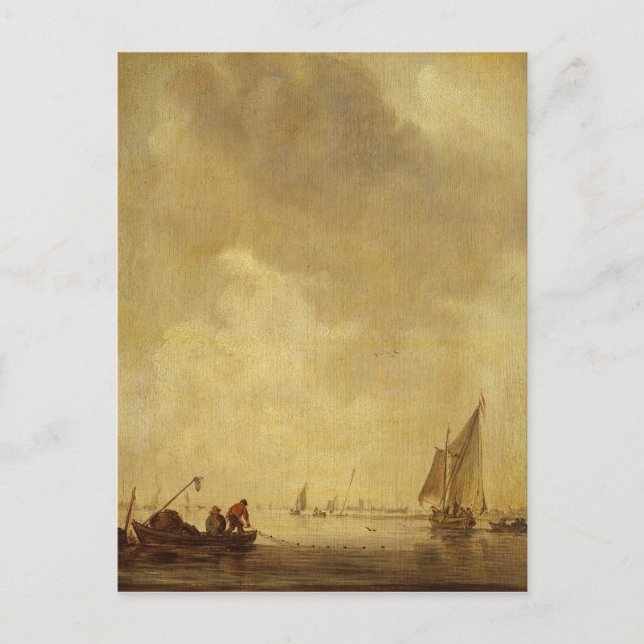 Eine Flussszene, mit Fishermen, die ein Netz legen Postkarte (Vorderseite)