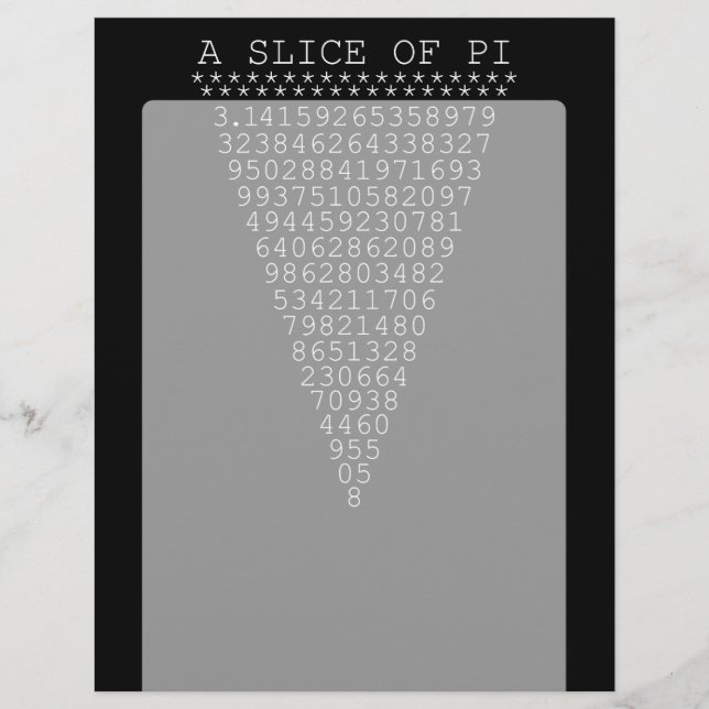 Eine Folie mit Pi-Typografie (Vorderseite)