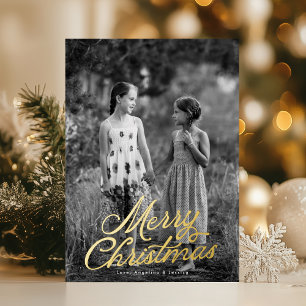 Eine Foto-Lettering-Overlay Frohe Weihnachten Gold Folien Feiertagskarte
