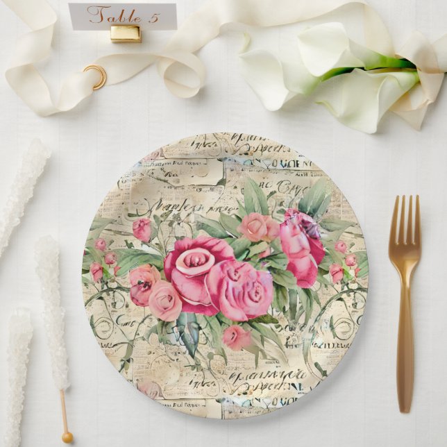 Eine französische Design-Serie 26 Pappteller (Hochzeit)