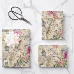 Eine französische Ephemera-Designreihe 1 Geschenkpapier Set